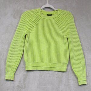 J. Crew Pear Green Ribbed Fisherman Mock Neck Sweater Cotton Blend Womens XXS